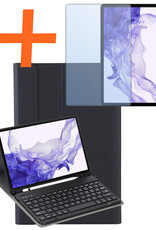 Nomfy Hoes Geschikt voor Samsung Galaxy Tab S9 Plus Hoes Toetsenbord Hoes Case Book Cover Hoesje Met Screenprotector - Hoesje Geschikt voor Samsung Tab S9 Plus Keyboard Hoes - Zwart