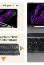 Nomfy Hoes Geschikt voor Samsung Galaxy Tab S9 Ultra Hoes Toetsenbord Hoes Case Book Cover Hoesje Met Screenprotector - Hoesje Geschikt voor Samsung Tab S9 Ultra Keyboard Hoes - Zwart