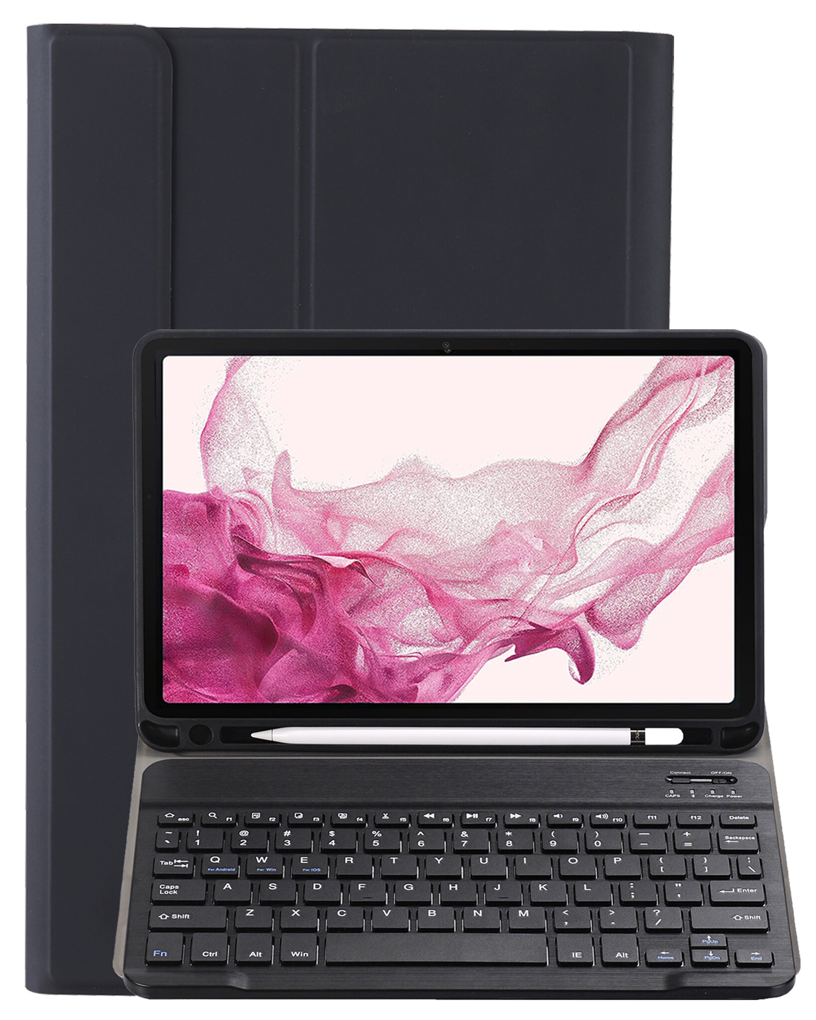NoXx Hoesje Geschikt voor Samsung Galaxy Tab S9 Plus Hoesje Toetsenbord Hoes - Hoes Geschikt voor Samsung Tab S9 Plus Keyboard Case Book Cover - Zwart