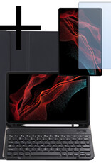 NoXx Hoesje Geschikt voor Samsung Galaxy Tab S9 Ultra Hoesje Toetsenbord Hoes Met Screenprotector - Hoes Geschikt voor Samsung Tab S9 Ultra Keyboard Case Book Cover - Zwart