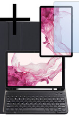 NoXx Hoesje Geschikt voor Samsung Galaxy Tab S9 FE Plus Hoesje Toetsenbord Hoes Met Screenprotector - Hoes Geschikt voor Samsung Tab S9 FE Plus Keyboard Case Book Cover - Zwart