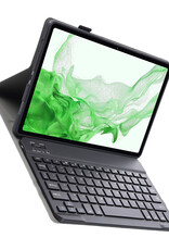 BASEY. Hoesje Geschikt voor Samsung Galaxy Tab S9 Toetsenbord Hoes Book Case - Hoes Geschikt voor Samsung Tab S9 Toetsenbord Hoesje Keyboard Cover - Zwart