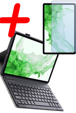 BASEY. Hoesje Geschikt voor Samsung Galaxy Tab S9 Toetsenbord Hoes Book Case Met Screenprotector - Hoes Geschikt voor Samsung Tab S9 Toetsenbord Hoesje Keyboard Cover - Zwart