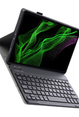 BASEY. Hoesje Geschikt voor Samsung Galaxy Tab S9 Ultra Toetsenbord Hoes Book Case - Hoes Geschikt voor Samsung Tab S9 Ultra Toetsenbord Hoesje Keyboard Cover - Zwart