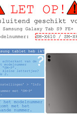 BASEY. Hoesje Geschikt voor Samsung Galaxy Tab S9 FE Plus Toetsenbord Hoes Book Case Met Screenprotector - Hoes Geschikt voor Samsung Tab S9 FE Plus Toetsenbord Hoesje Keyboard Cover - Zwart