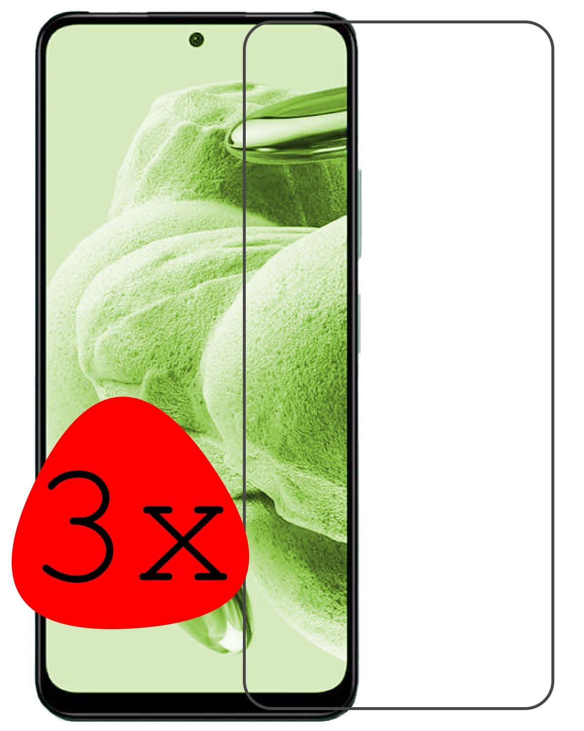 BASEY. Screenprotector Geschikt voor Xiaomi Redmi Note 12 5G Screenprotector Tempered Glass - Screenprotector Geschikt voor Xiaomi Redmi Note 12 5G Beschermglas Screen Protector Glas - 3 Stuks
