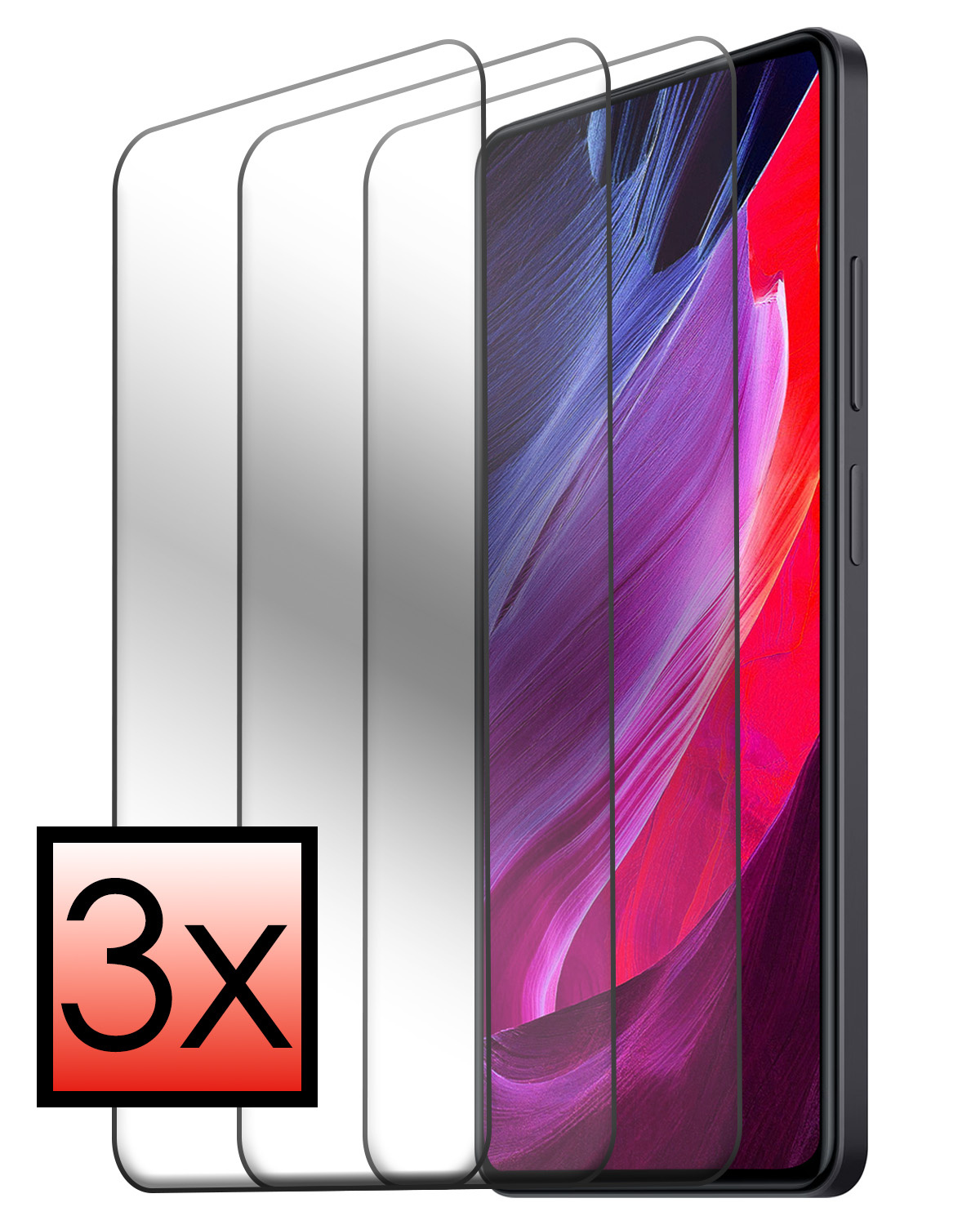 NoXx Screenprotector Geschikt voor Xiaomi Redmi Note 12 Pro+ Screenprotector Tempered Glass Gehard Glas Beschermglas - 3x