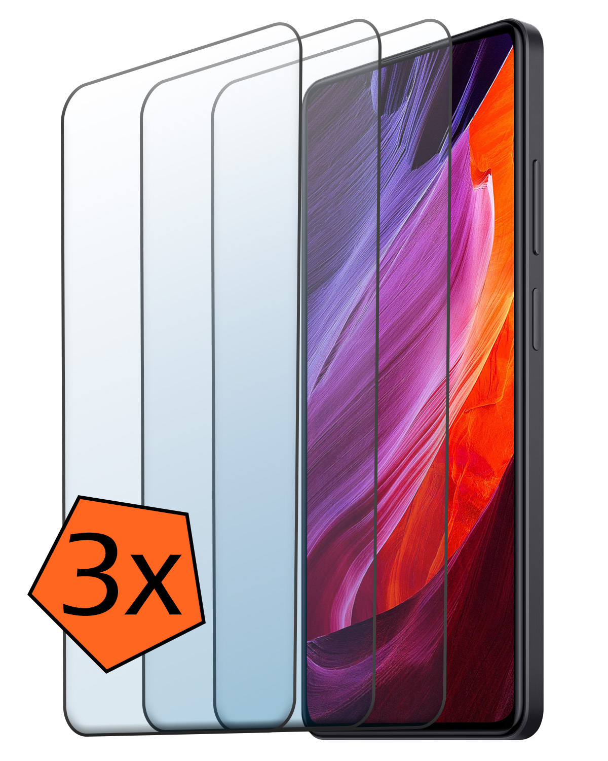 Nomfy Screenprotector Geschikt voor Xiaomi Redmi Note 12 Pro+ Screenprotector Bescherm Glas Tempered Glass - Screenprotector Geschikt voor Xiaomi Redmi Note 12 Pro+ Screen Protector - 3 PACK