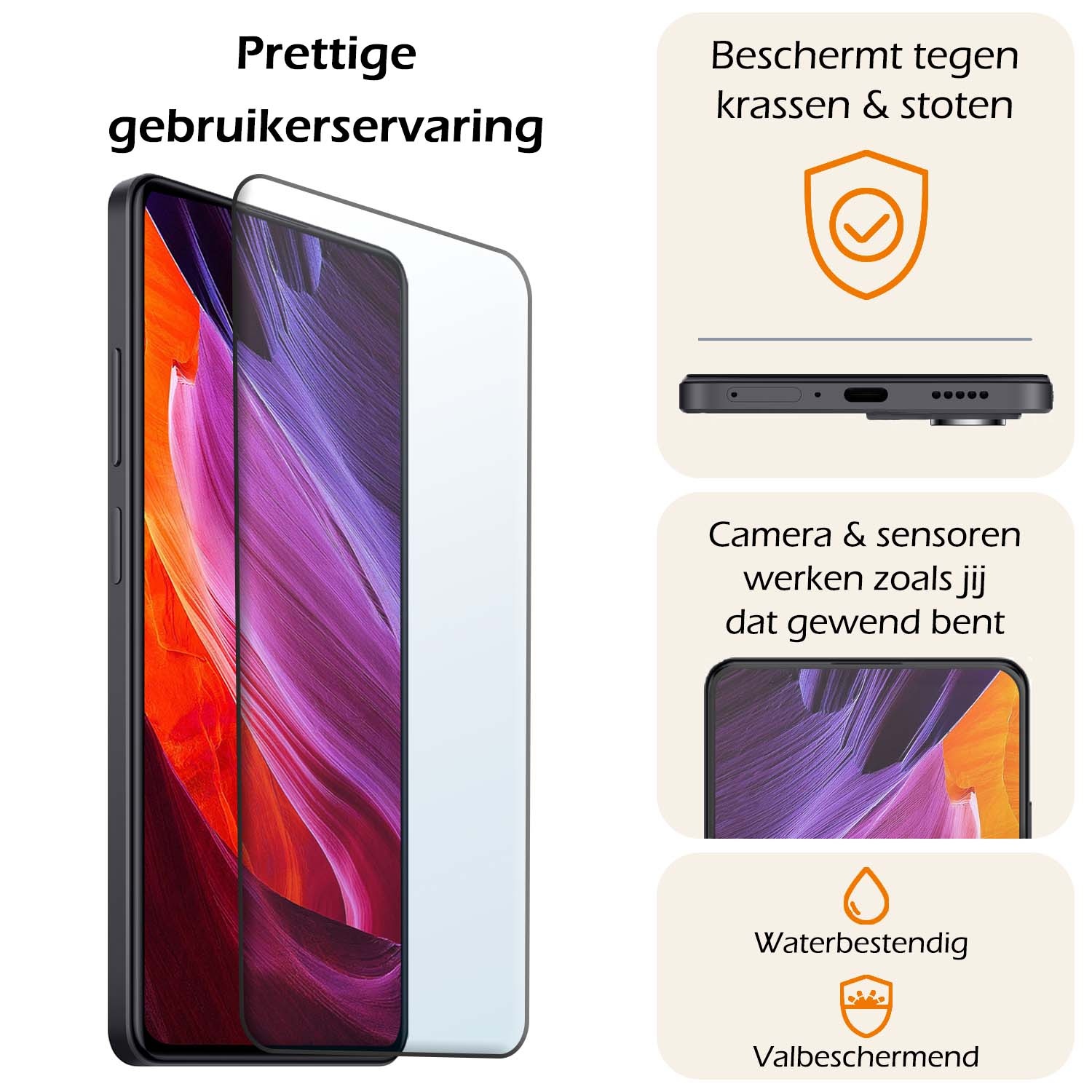 Nomfy Screenprotector Geschikt voor Xiaomi Redmi Note 12 Pro+ Screenprotector Bescherm Glas Tempered Glass - Screenprotector Geschikt voor Xiaomi Redmi Note 12 Pro+ Screen Protector