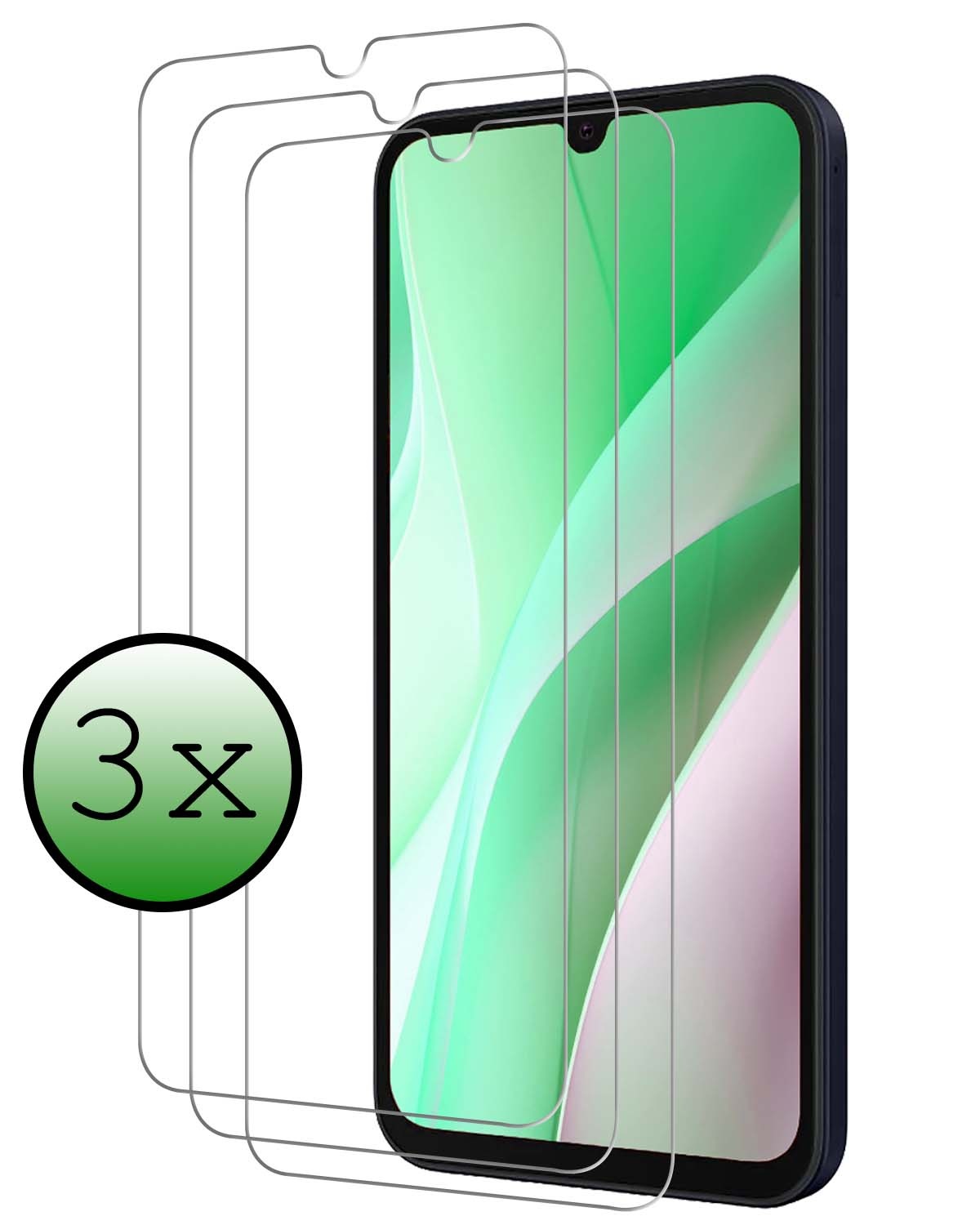 BASEY. Screenprotector Geschikt voor Samsung A15 Screenprotector Tempered Glass - Screenprotector Geschikt voor Samsung Galaxy A15 Beschermglas Screen Protector Glas - 3 Stuks