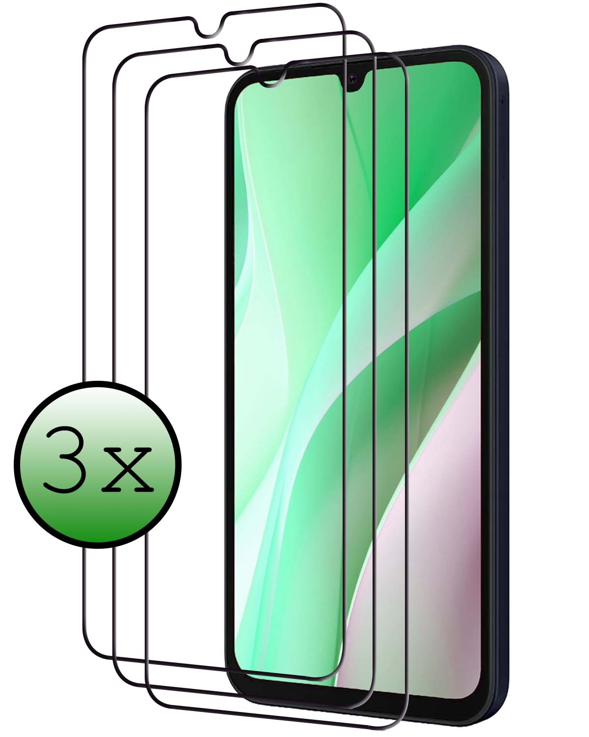 BASEY. Screenprotector Geschikt voor Samsung A15 Screenprotector Beschermglas Full Cover - Screenprotector Geschikt voor Samsung Galaxy A15 Screen Protector Full Cover - 3 Stuks