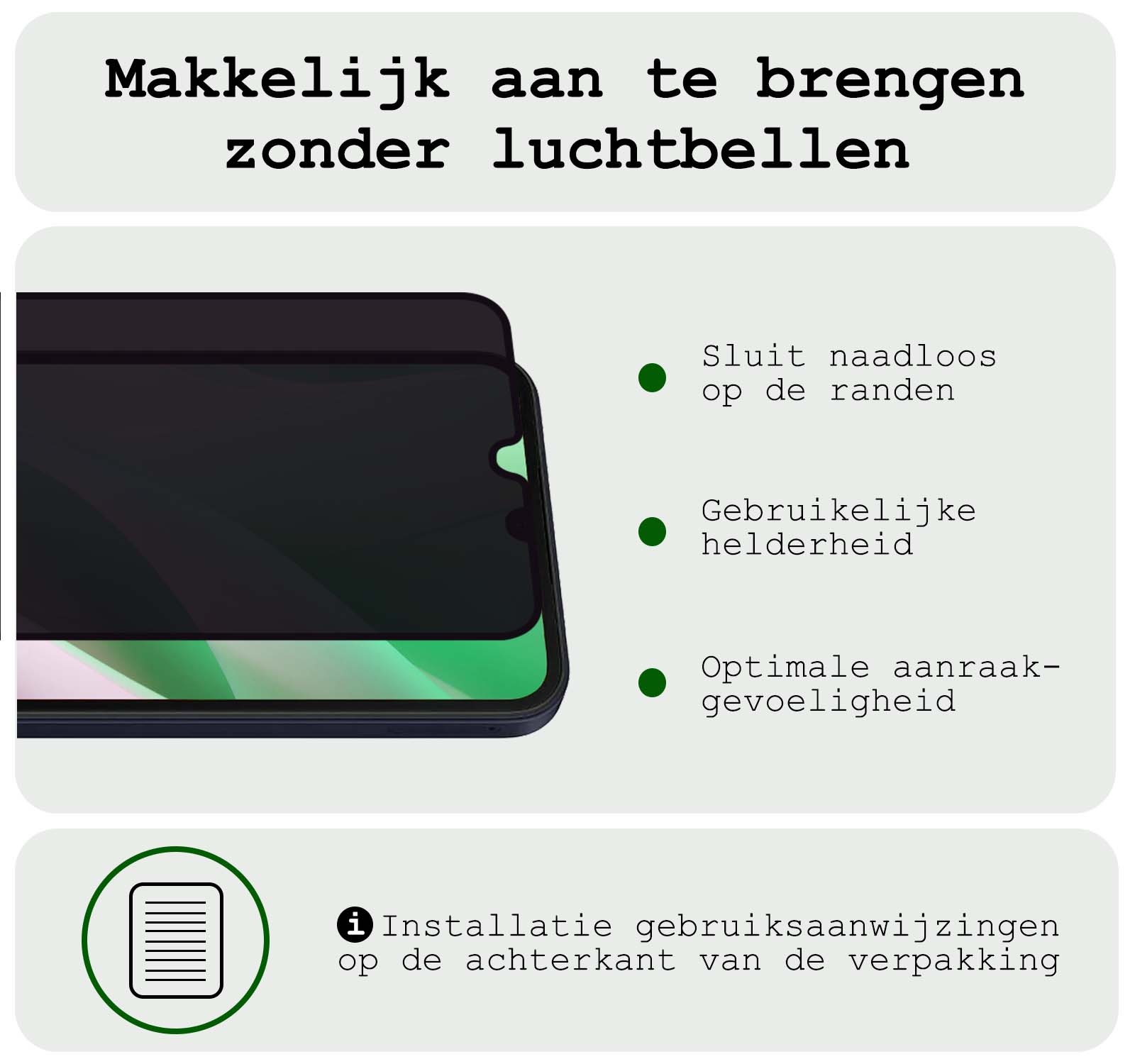 BASEY. Screenprotector Geschikt voor Samsung A15 Screenprotector Privacy Beschermglas - Screenprotector Geschikt voor Samsung Galaxy A15 Screen Protector Full Screen Privacy