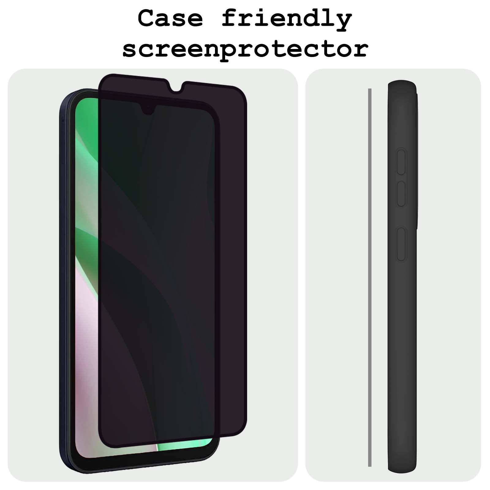 BASEY. Screenprotector Geschikt voor Samsung A15 Screenprotector Privacy Beschermglas - Screenprotector Geschikt voor Samsung Galaxy A15 Screen Protector Full Screen Privacy - 2 Stuks