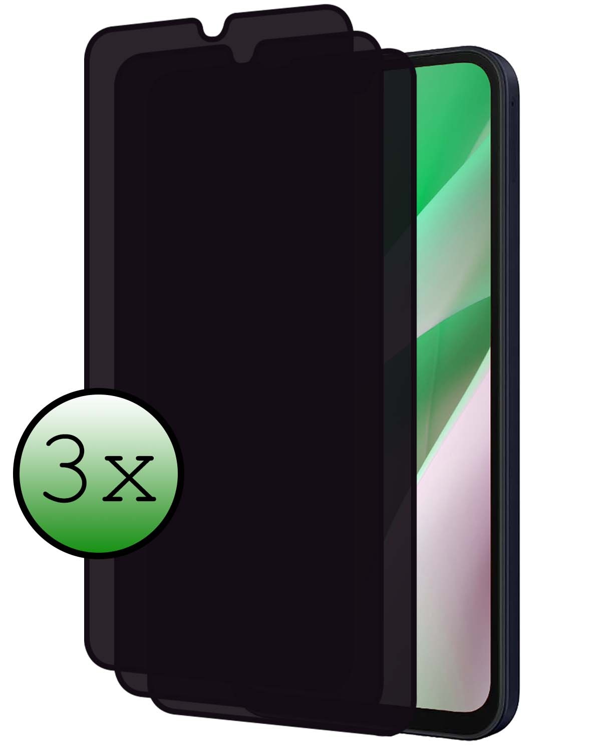 BASEY. Screenprotector Geschikt voor Samsung A15 Screenprotector Privacy Beschermglas - Screenprotector Geschikt voor Samsung Galaxy A15 Screen Protector Full Screen Privacy - 3 Stuks