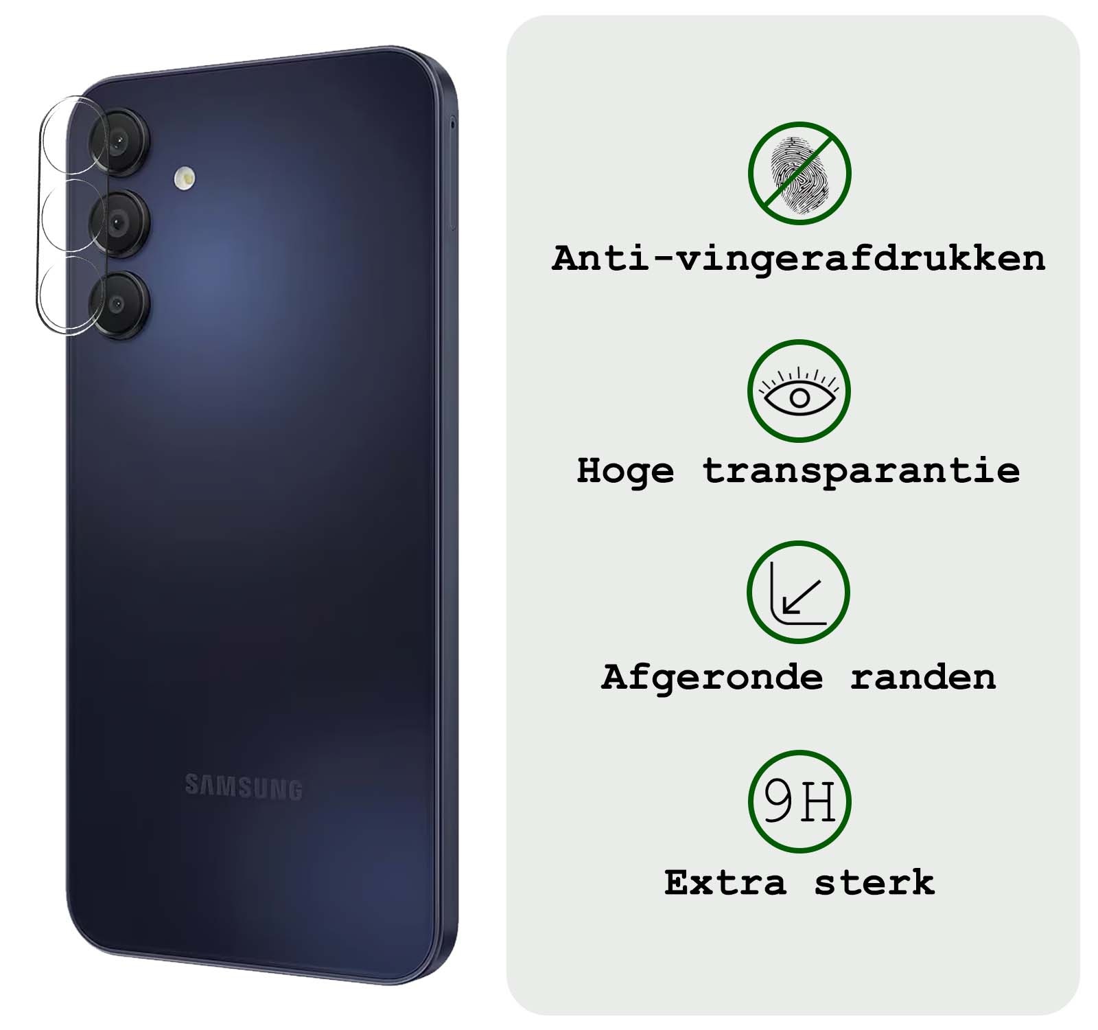 BASEY. Screenprotector Geschikt voor Samsung A15 Camera Screenprotector Tempered Glass Beschermglas Camera - Screenprotector Geschikt voor Samsung Galaxy A15 Camera Screen Protector - 3 Stuks