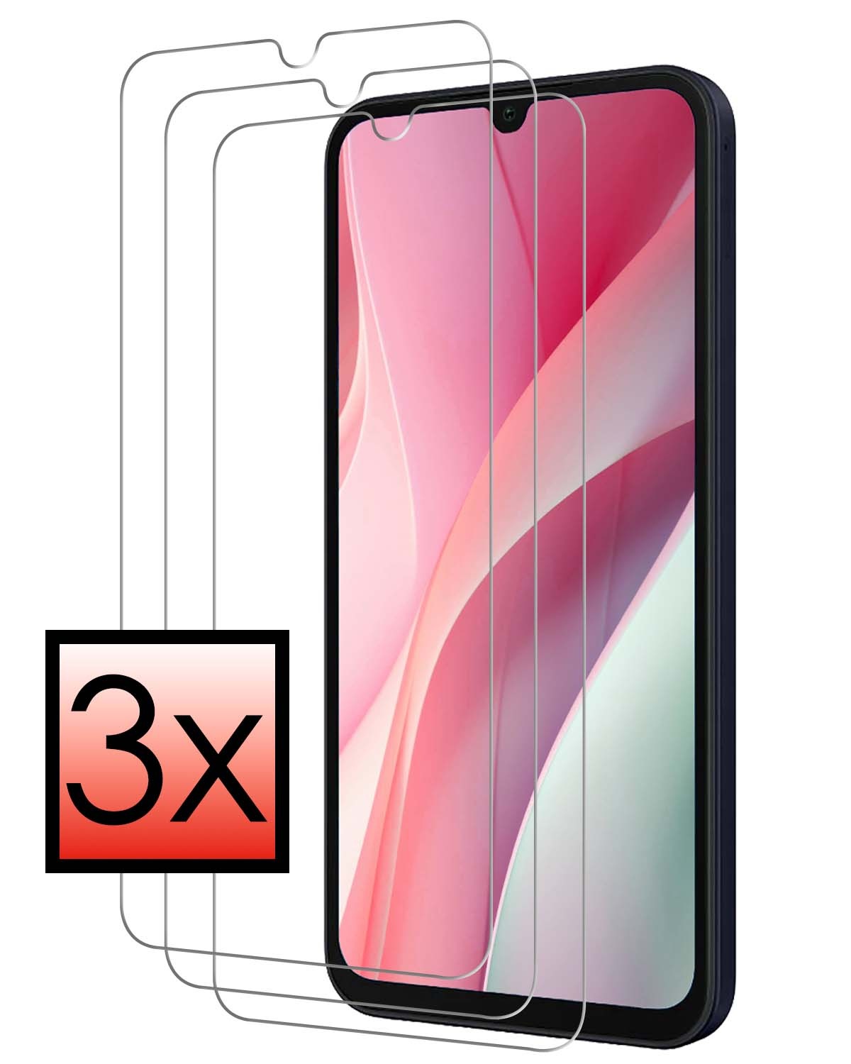 NoXx Screenprotector Geschikt voor Samsung A15 Screenprotector Tempered Glass Gehard Glas Beschermglas - 3x