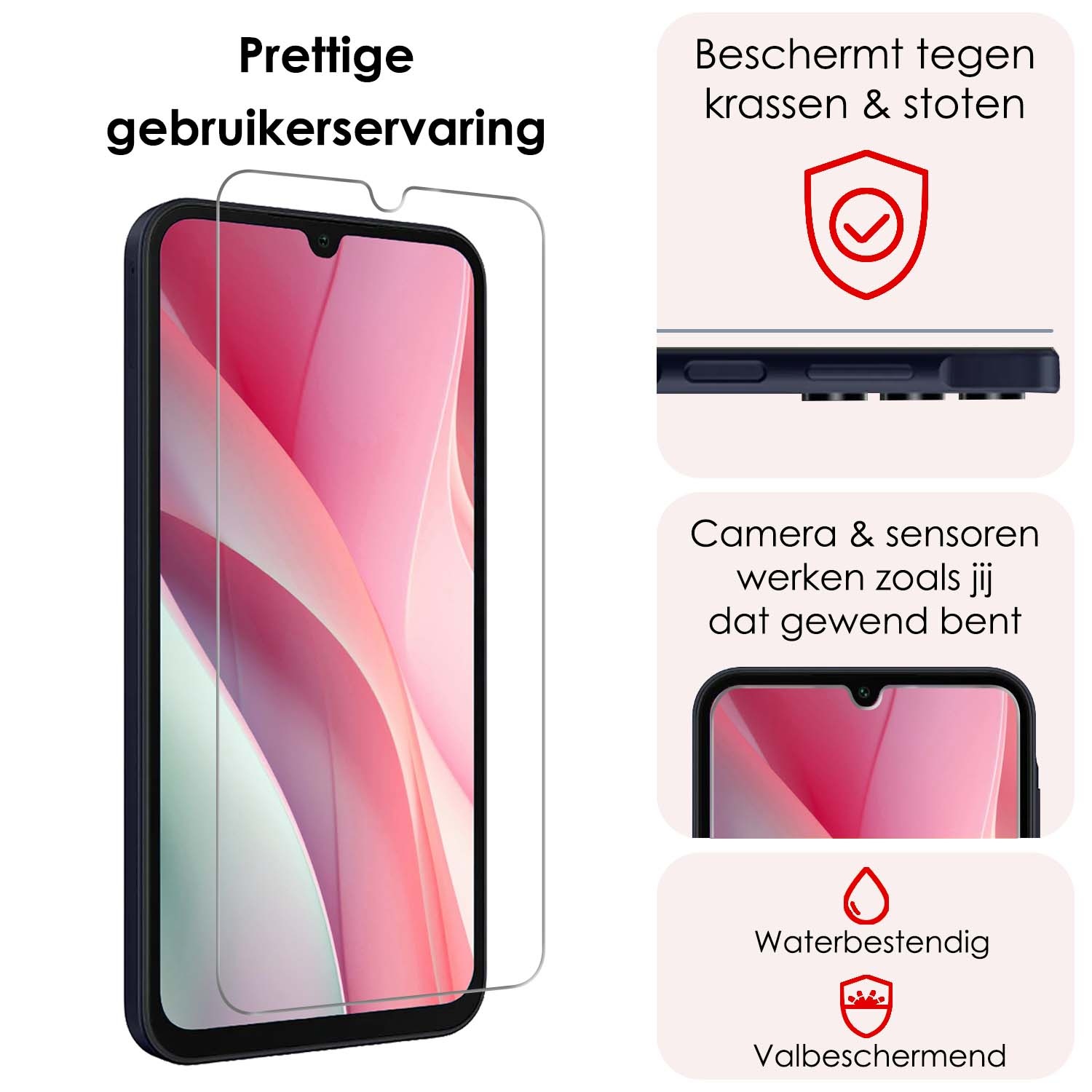 NoXx Screenprotector Geschikt voor Samsung A15 Screenprotector Tempered Glass Gehard Glas Beschermglas - 3x