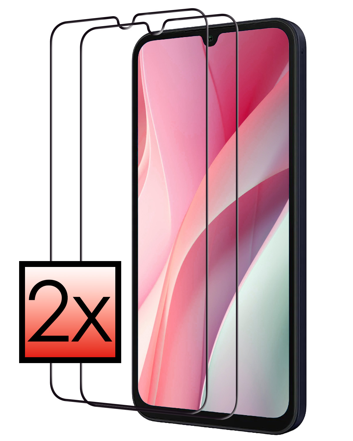 NoXx Screenprotector Geschikt voor Samsung A15 Screenprotector Tempered Glass Gehard Glas Full Cover - 2x