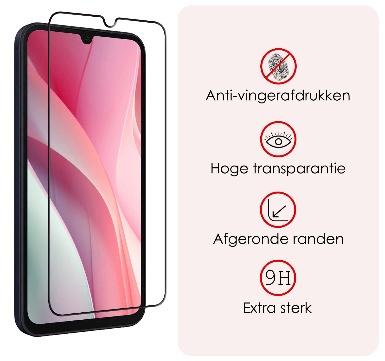NoXx Screenprotector Geschikt voor Samsung A15 Screenprotector Tempered Glass Gehard Glas Full Cover - 3x