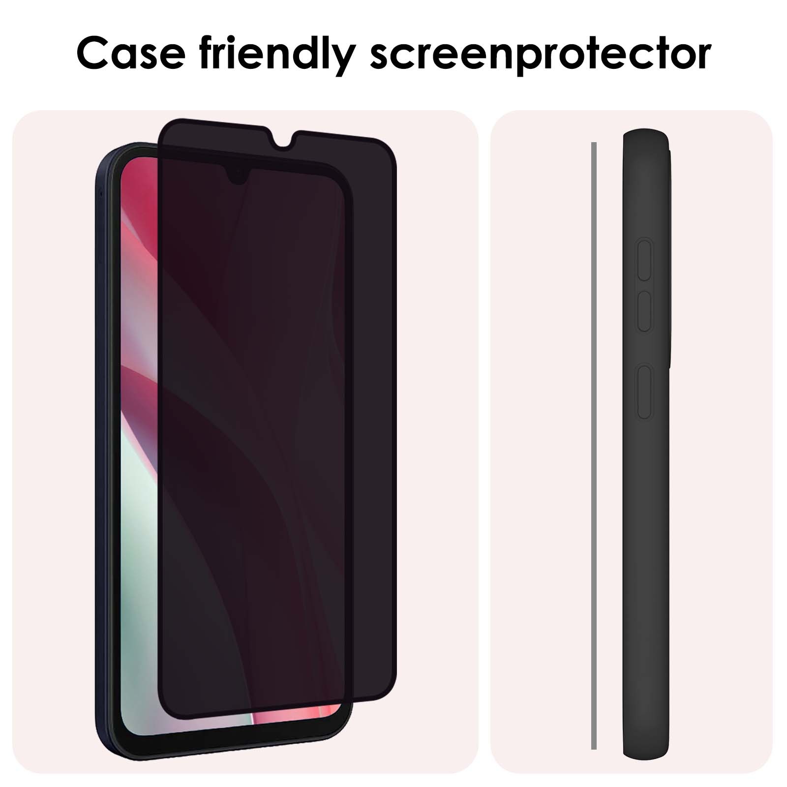 NoXx Screenprotector Geschikt voor Samsung A15 Screenprotector Privacy Tempered Glass Gehard Glas Display Cover