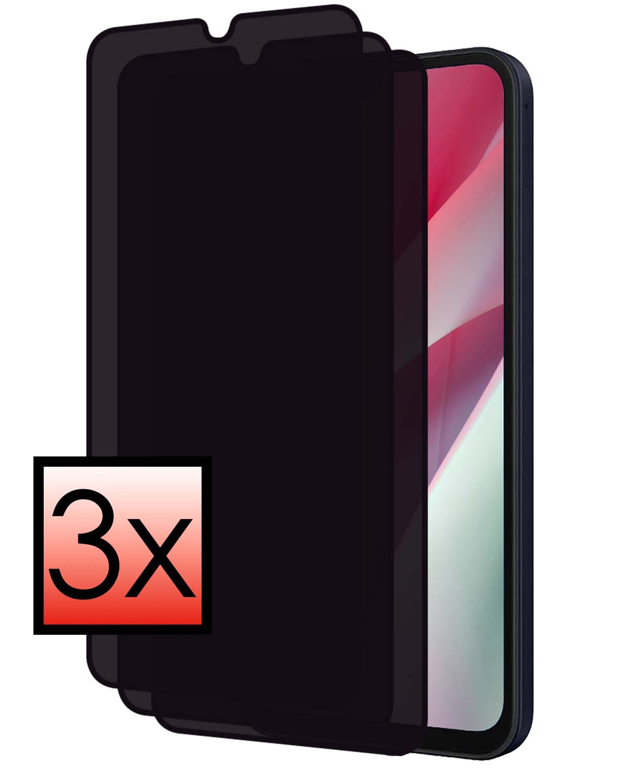 NoXx Screenprotector Geschikt voor Samsung A15 Screenprotector Privacy Tempered Glass Gehard Glas Display Cover - 3x