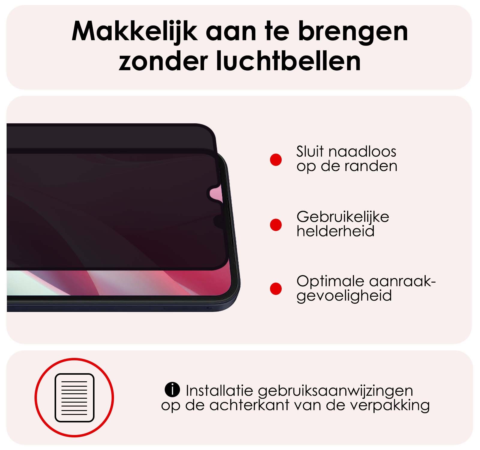 NoXx Screenprotector Geschikt voor Samsung A15 Screenprotector Privacy Tempered Glass Gehard Glas Display Cover - 3x