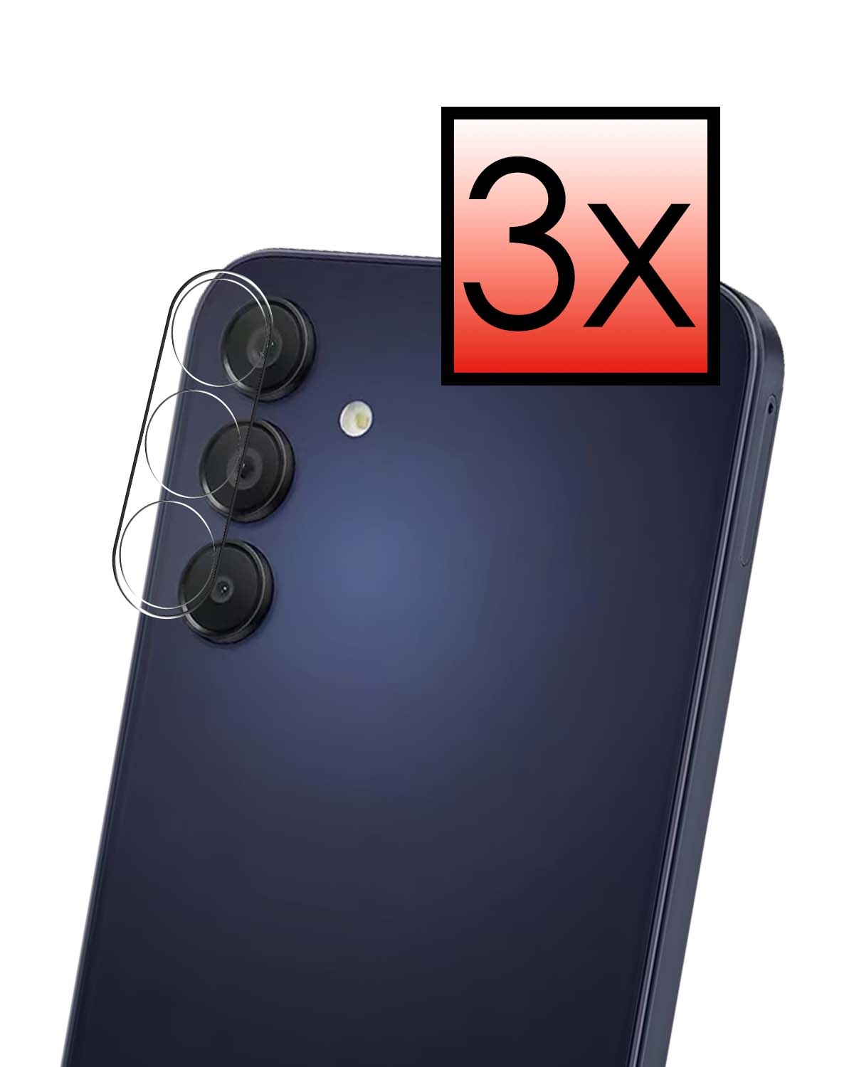 NoXx Screenprotector Geschikt voor Samsung A15 Camera Screenprotector Gehard Glas - Screenprotector Geschikt voor Samsung Galaxy A15 Screenprotector Camera Tempered Glass - 3x