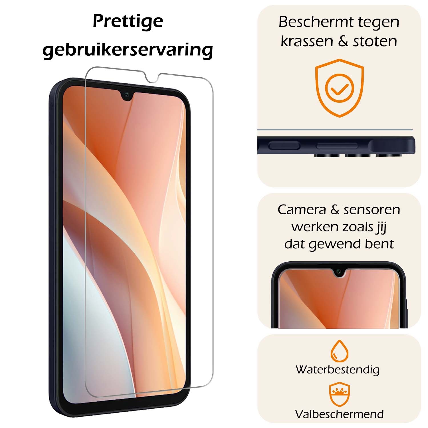 Nomfy Screenprotector Geschikt voor Samsung A15 Screenprotector Bescherm Glas Tempered Glass - Screenprotector Geschikt voor Samsung Galaxy A15 Screen Protector - 3 PACK