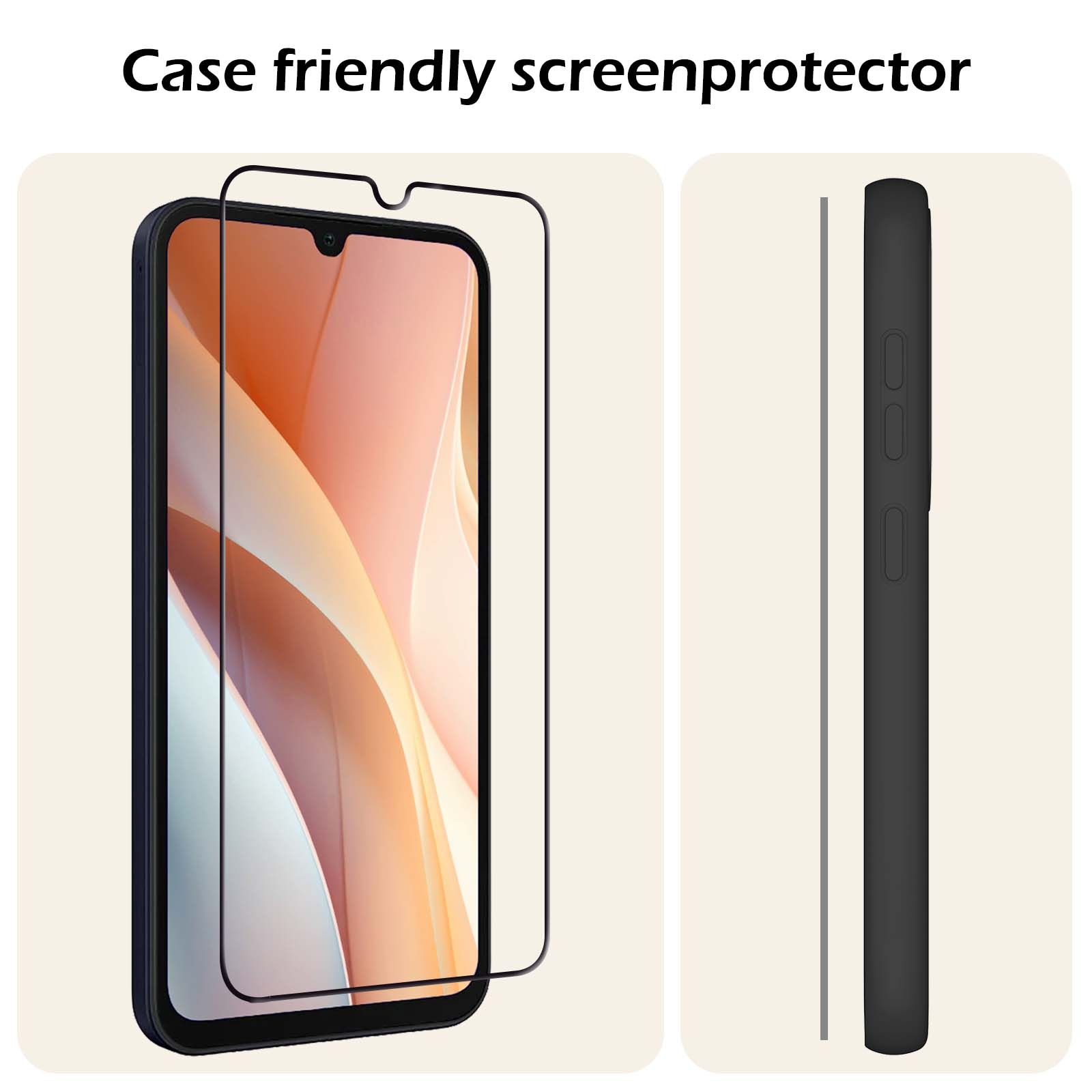 Nomfy Screenprotector Geschikt voor Samsung A15 Screenprotector Bescherm Glas - Screenprotector Geschikt voor Samsung Galaxy A15 Screen Protector Tempered Glass Full Screen Full Cover - 2 PACK