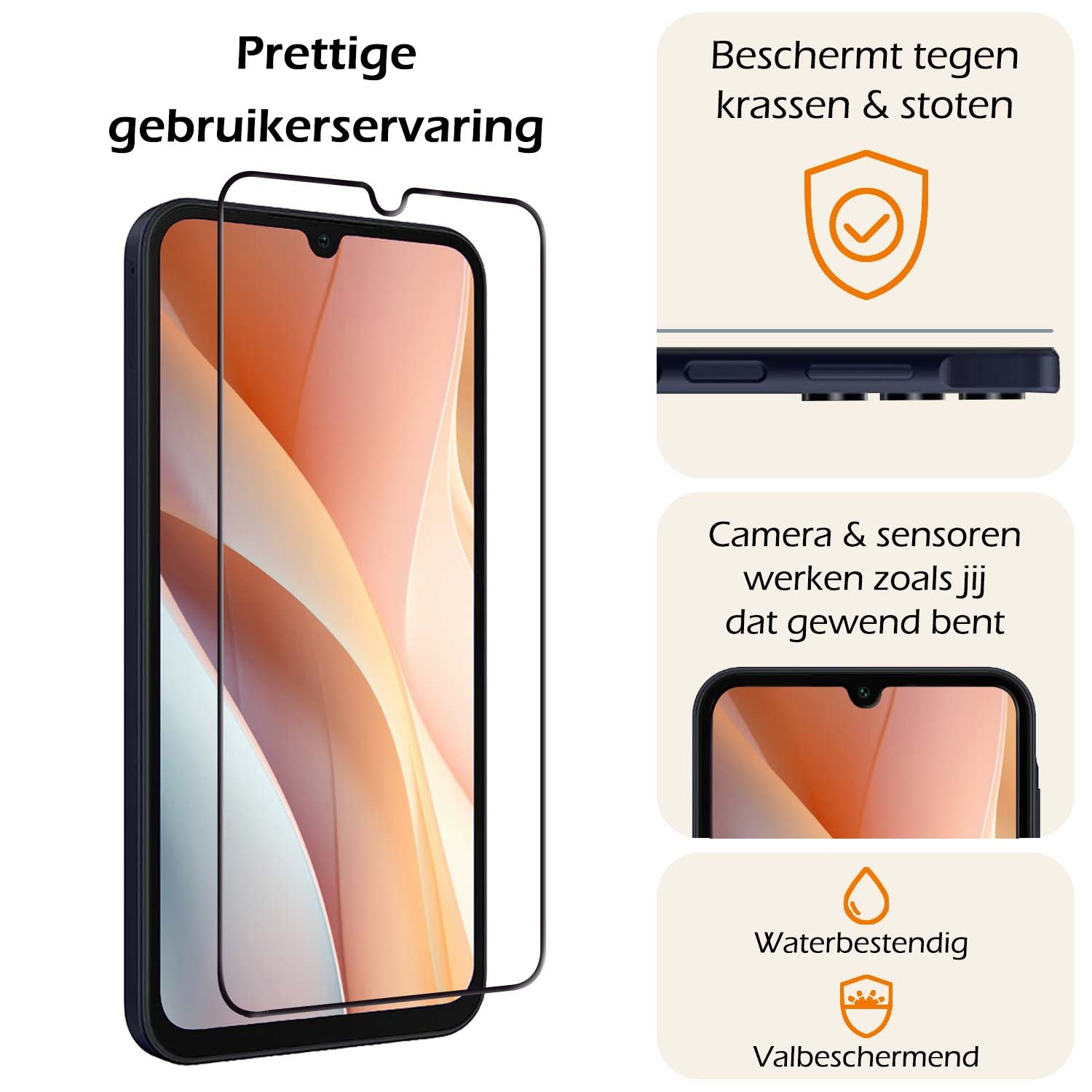 Nomfy Screenprotector Geschikt voor Samsung A15 Screenprotector Bescherm Glas - Screenprotector Geschikt voor Samsung Galaxy A15 Screen Protector Tempered Glass Full Screen Full Cover - 2 PACK