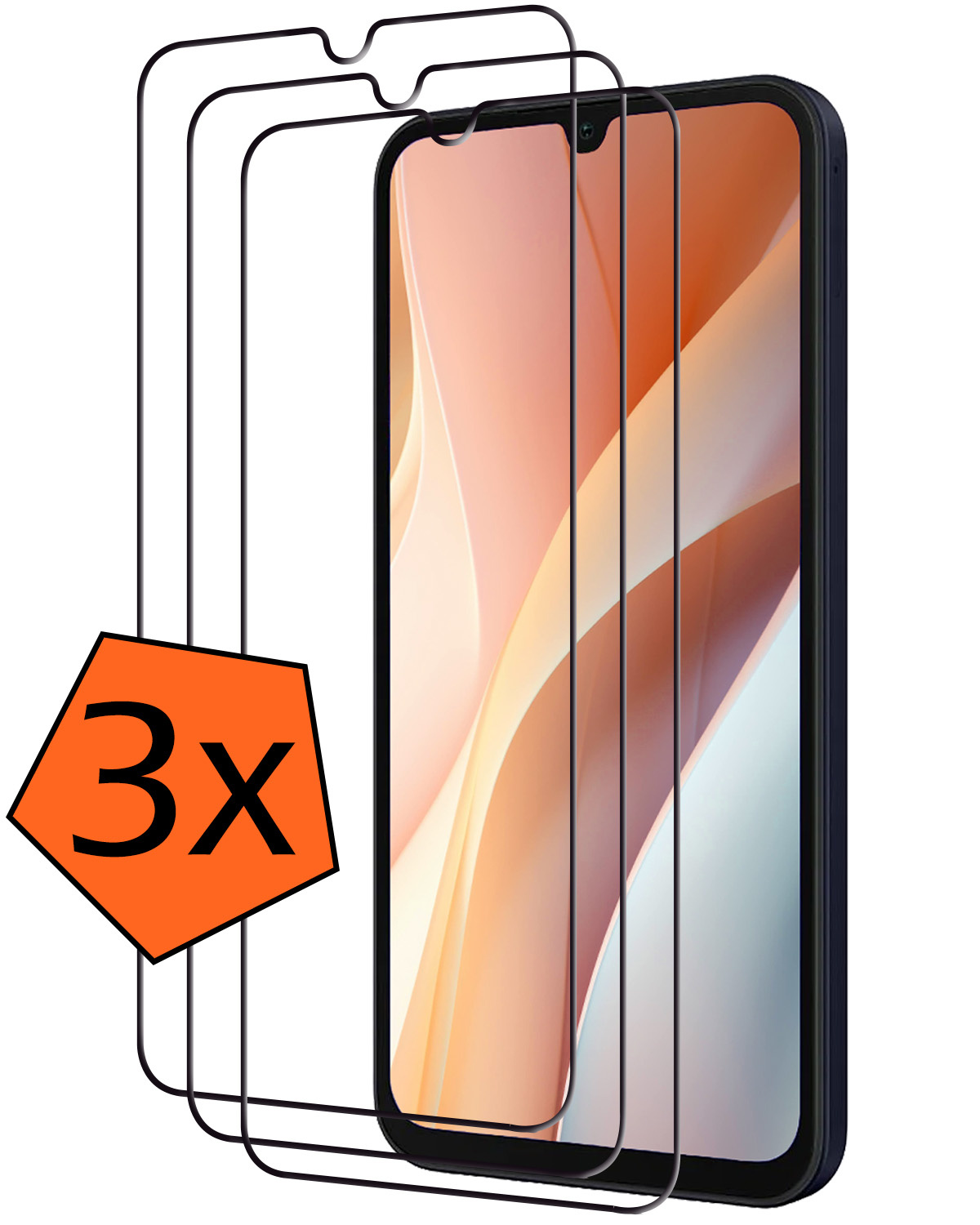 Nomfy Screenprotector Geschikt voor Samsung A15 Screenprotector Bescherm Glas - Screenprotector Geschikt voor Samsung Galaxy A15 Screen Protector Tempered Glass Full Screen Full Cover - 3 PACK