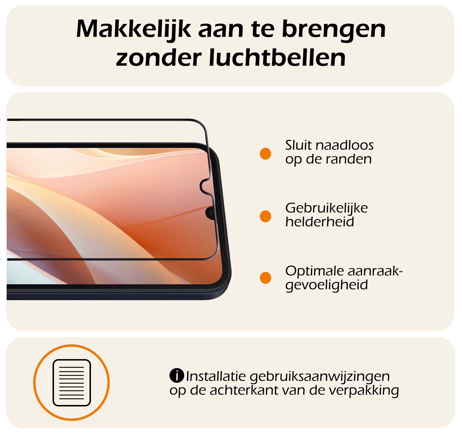 Nomfy Screenprotector Geschikt voor Samsung A15 Screenprotector Bescherm Glas - Screenprotector Geschikt voor Samsung Galaxy A15 Screen Protector Tempered Glass Full Screen Full Cover - 3 PACK