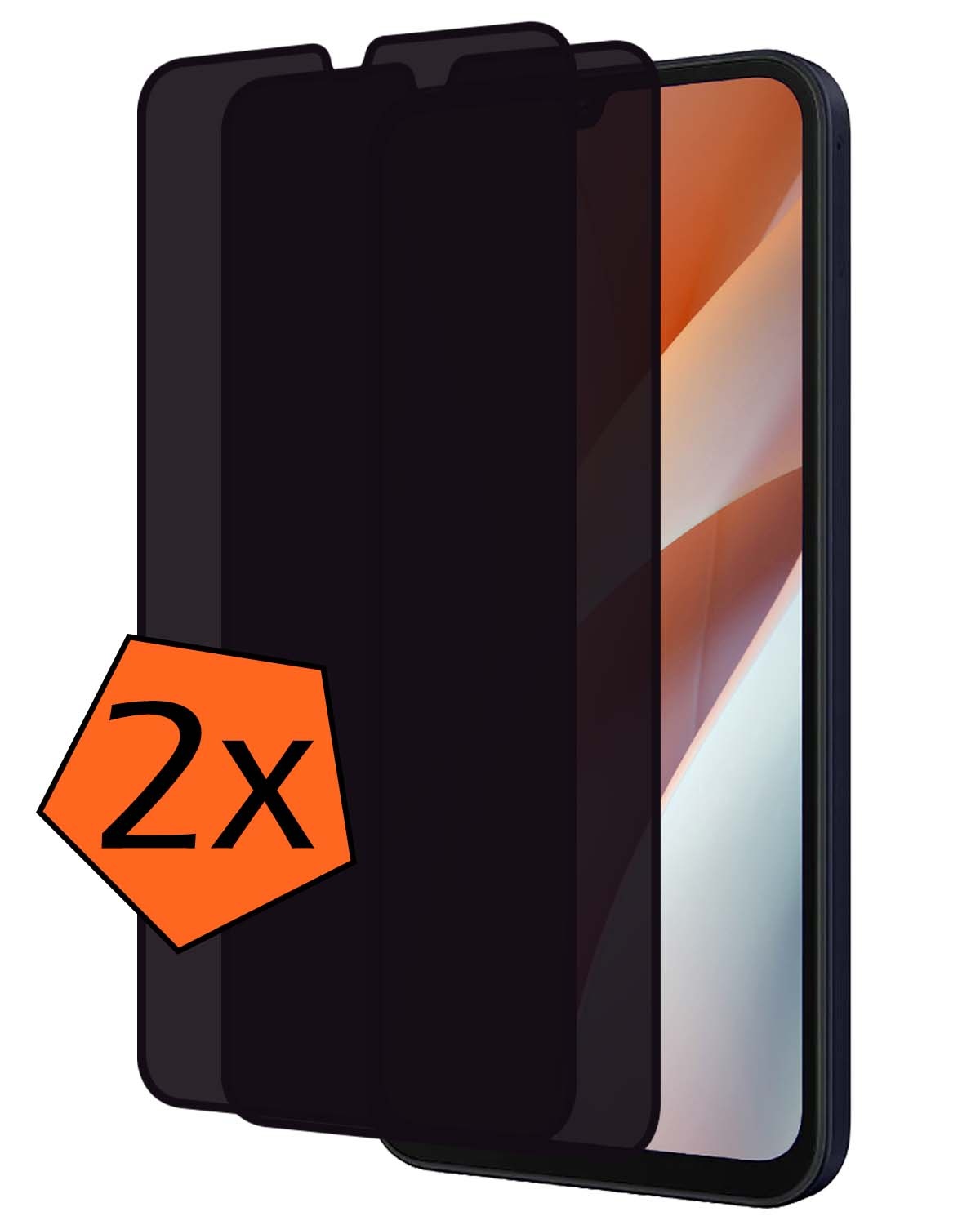 Nomfy Screenprotector Geschikt voor Samsung A15 Screenprotector Privacy Bescherm Glas - Screenprotector Geschikt voor Samsung Galaxy A15 Privacy Screenprotector Tempered Glass - 2 PACK