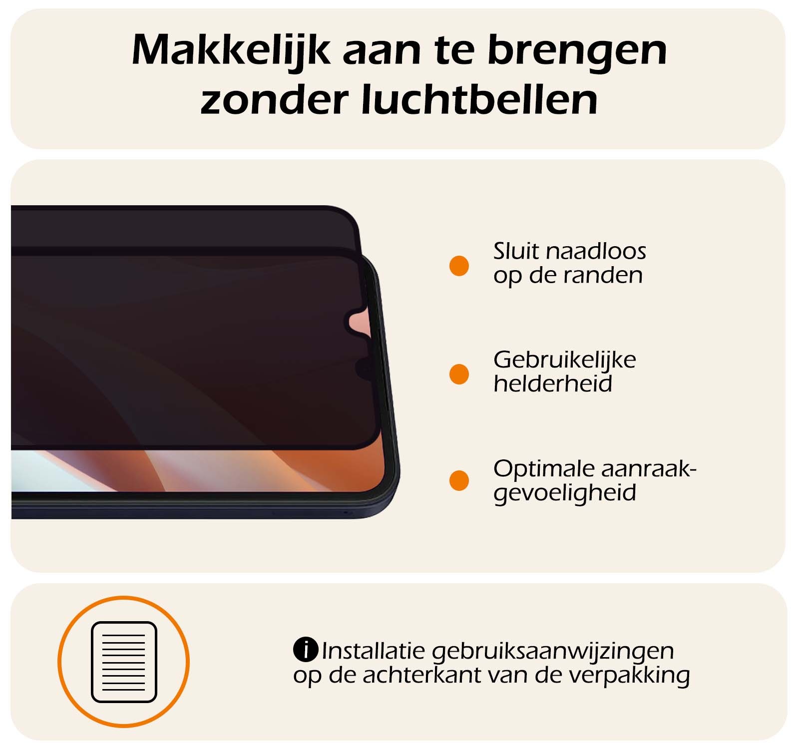 Nomfy Screenprotector Geschikt voor Samsung A15 Screenprotector Privacy Bescherm Glas - Screenprotector Geschikt voor Samsung Galaxy A15 Privacy Screenprotector Tempered Glass - 3 PACK