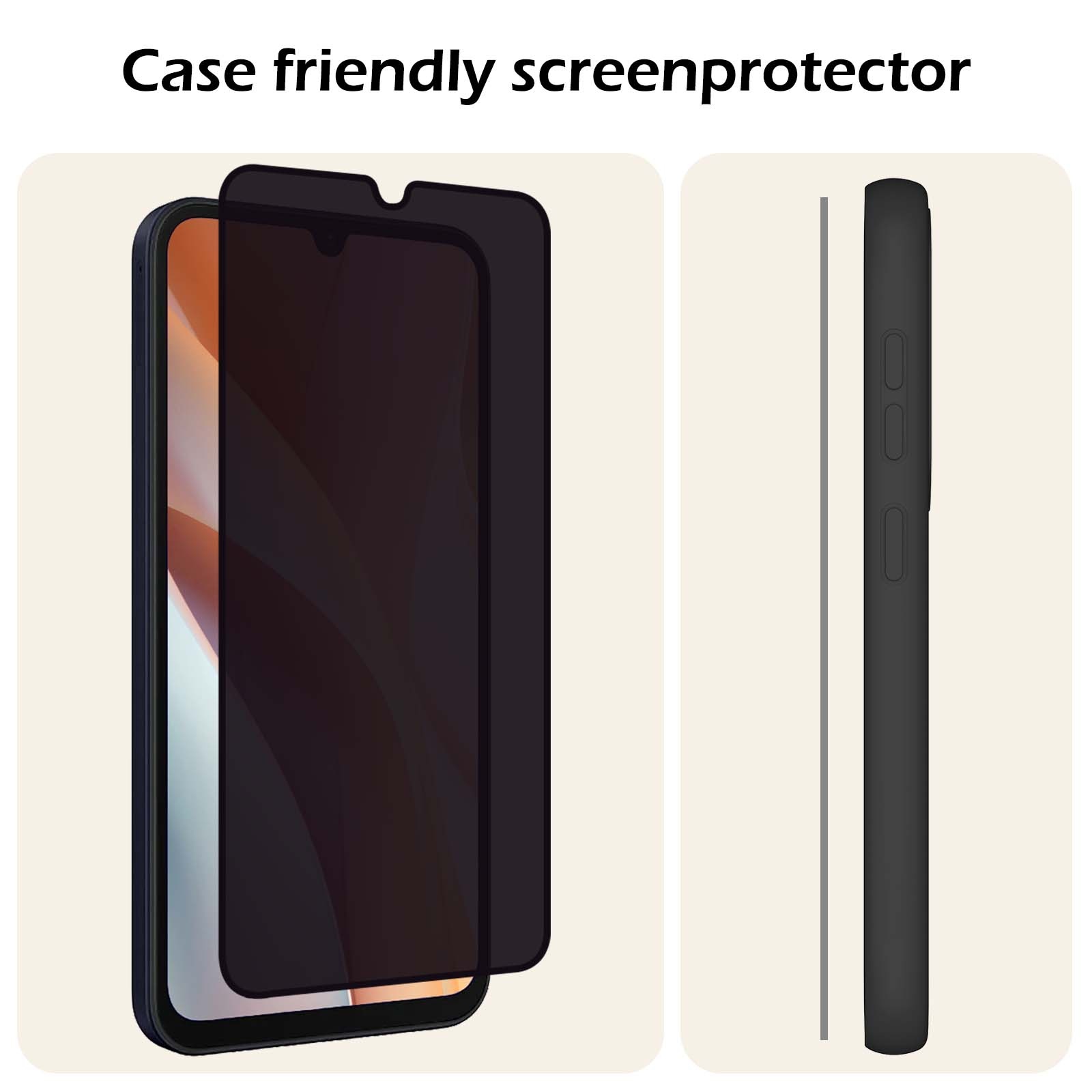 Nomfy Screenprotector Geschikt voor Samsung A15 Screenprotector Privacy Bescherm Glas - Screenprotector Geschikt voor Samsung Galaxy A15 Privacy Screenprotector Tempered Glass - 3 PACK