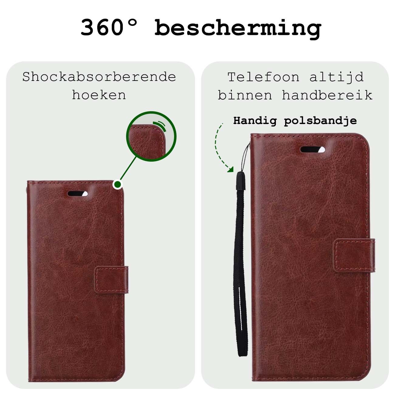 BASEY. Hoes Geschikt voor Samsung A15 Hoesje Bookcase Hoes Flip Case Book Cover - Hoesje Geschikt voor Samsung Galaxy A15 Hoes Book Case Hoesje - Bruin