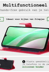 BASEY. Hoes Geschikt voor Samsung A15 Hoesje Bookcase Hoes Flip Case Book Cover - Hoesje Geschikt voor Samsung Galaxy A15 Hoes Book Case Hoesje - Donkerroze