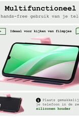 BASEY. Hoes Geschikt voor Samsung A15 Hoesje Bookcase Hoes Flip Case Book Cover - Hoesje Geschikt voor Samsung Galaxy A15 Hoes Book Case Hoesje - Lichtroze