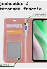 BASEY. Hoes Geschikt voor Samsung A15 Hoesje Bookcase Hoes Flip Case Book Cover - Hoesje Geschikt voor Samsung Galaxy A15 Hoes Book Case Hoesje - Rosé goud