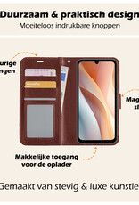 Nomfy Hoesje Geschikt voor Samsung A15 Hoes Bookcase Flipcase Book Cover - Hoes Geschikt voor Samsung Galaxy A15 Hoesje Book Case - Bruin