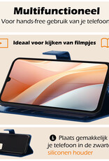 Nomfy Hoesje Geschikt voor Samsung A15 Hoes Bookcase Flipcase Book Cover - Hoes Geschikt voor Samsung Galaxy A15 Hoesje Book Case - Donkerblauw
