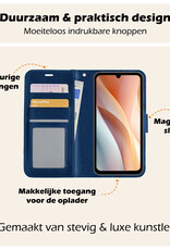 Nomfy Hoesje Geschikt voor Samsung A15 Hoes Bookcase Flipcase Book Cover - Hoes Geschikt voor Samsung Galaxy A15 Hoesje Book Case - Donkerblauw