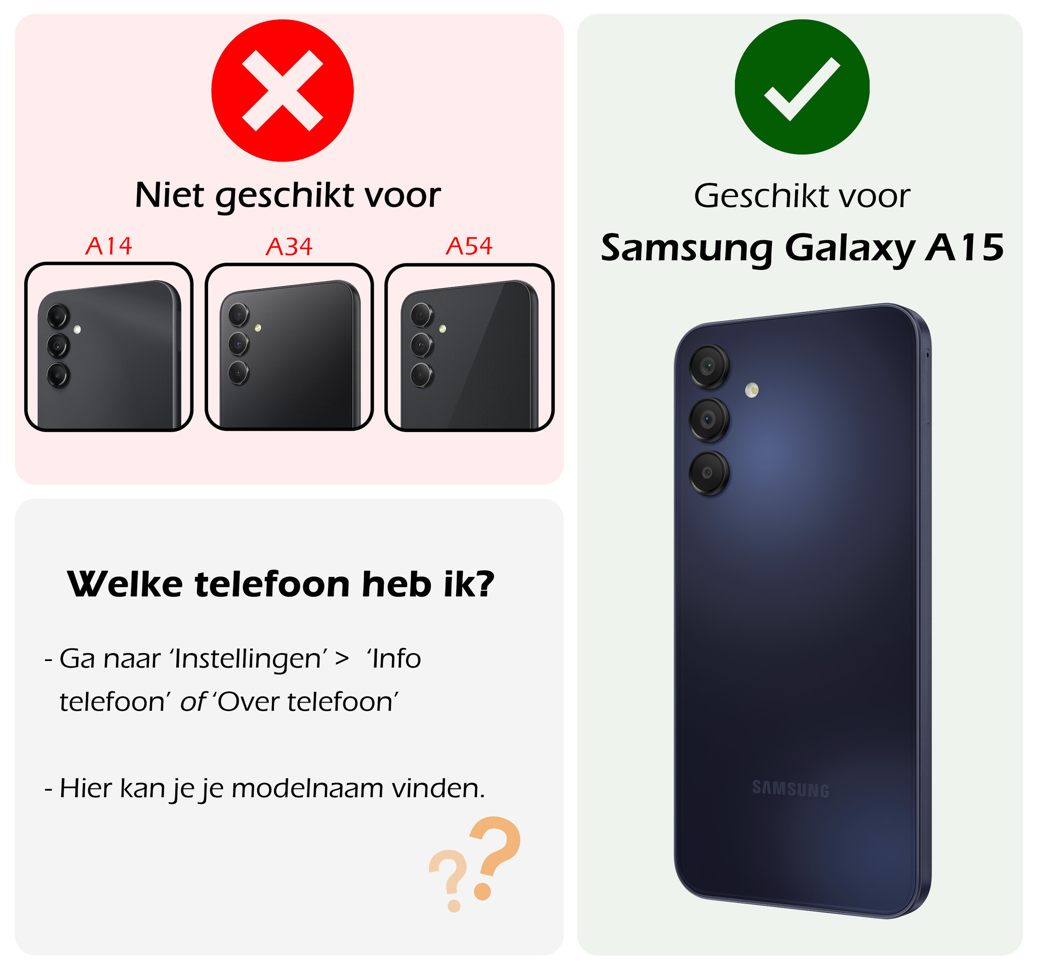 Nomfy Hoesje Geschikt voor Samsung A15 Hoes Bookcase Flipcase Book Cover - Hoes Geschikt voor Samsung Galaxy A15 Hoesje Book Case - Donkerblauw