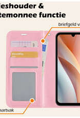 Nomfy Hoesje Geschikt voor Samsung A15 Hoes Bookcase Flipcase Book Cover - Hoes Geschikt voor Samsung Galaxy A15 Hoesje Book Case - Lichtroze