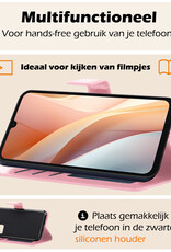Nomfy Hoesje Geschikt voor Samsung A15 Hoes Bookcase Flipcase Book Cover - Hoes Geschikt voor Samsung Galaxy A15 Hoesje Book Case - Lichtroze
