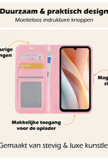Nomfy Hoesje Geschikt voor Samsung A15 Hoes Bookcase Flipcase Book Cover - Hoes Geschikt voor Samsung Galaxy A15 Hoesje Book Case - Lichtroze