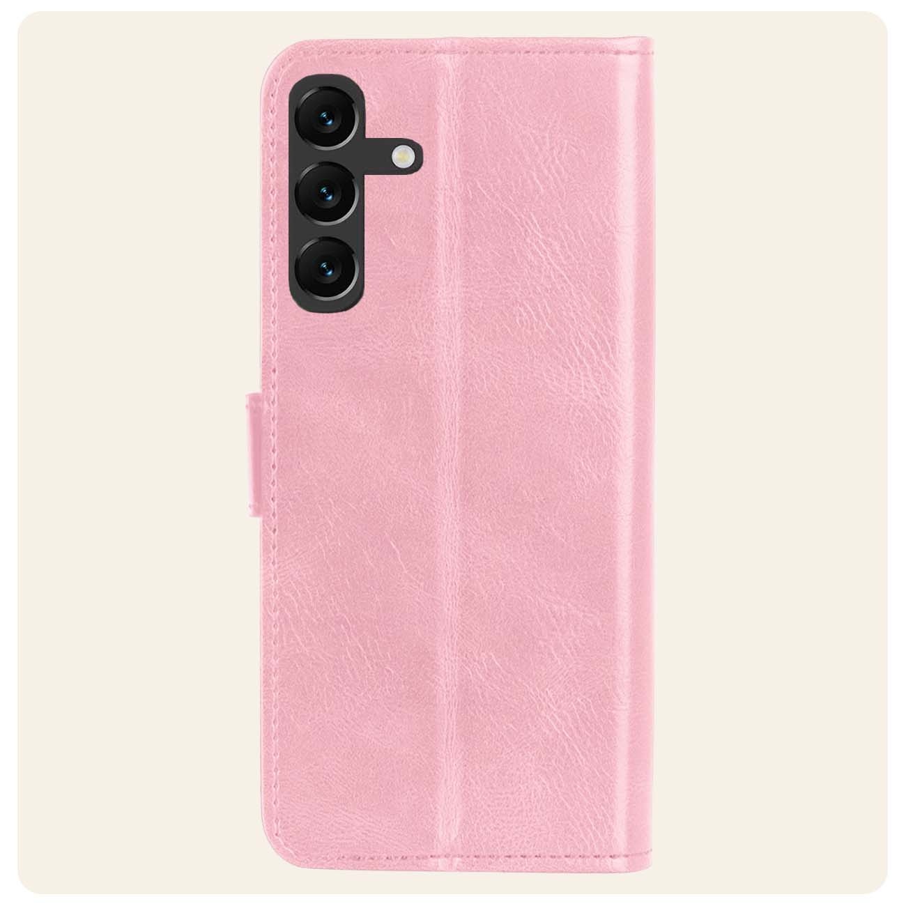 Nomfy Hoesje Geschikt voor Samsung A15 Hoes Bookcase Flipcase Book Cover - Hoes Geschikt voor Samsung Galaxy A15 Hoesje Book Case - Lichtroze