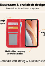 Nomfy Hoesje Geschikt voor Samsung A15 Hoes Bookcase Flipcase Book Cover - Hoes Geschikt voor Samsung Galaxy A15 Hoesje Book Case - Rood