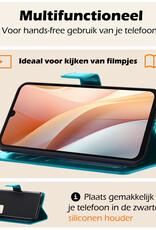 Nomfy Hoesje Geschikt voor Samsung A15 Hoes Bookcase Flipcase Book Cover - Hoes Geschikt voor Samsung Galaxy A15 Hoesje Book Case - Turquoise