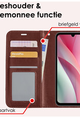 NoXx Hoes Geschikt voor Samsung A15 Hoesje Book Case Hoes Flip Cover Wallet Bookcase - Bruin